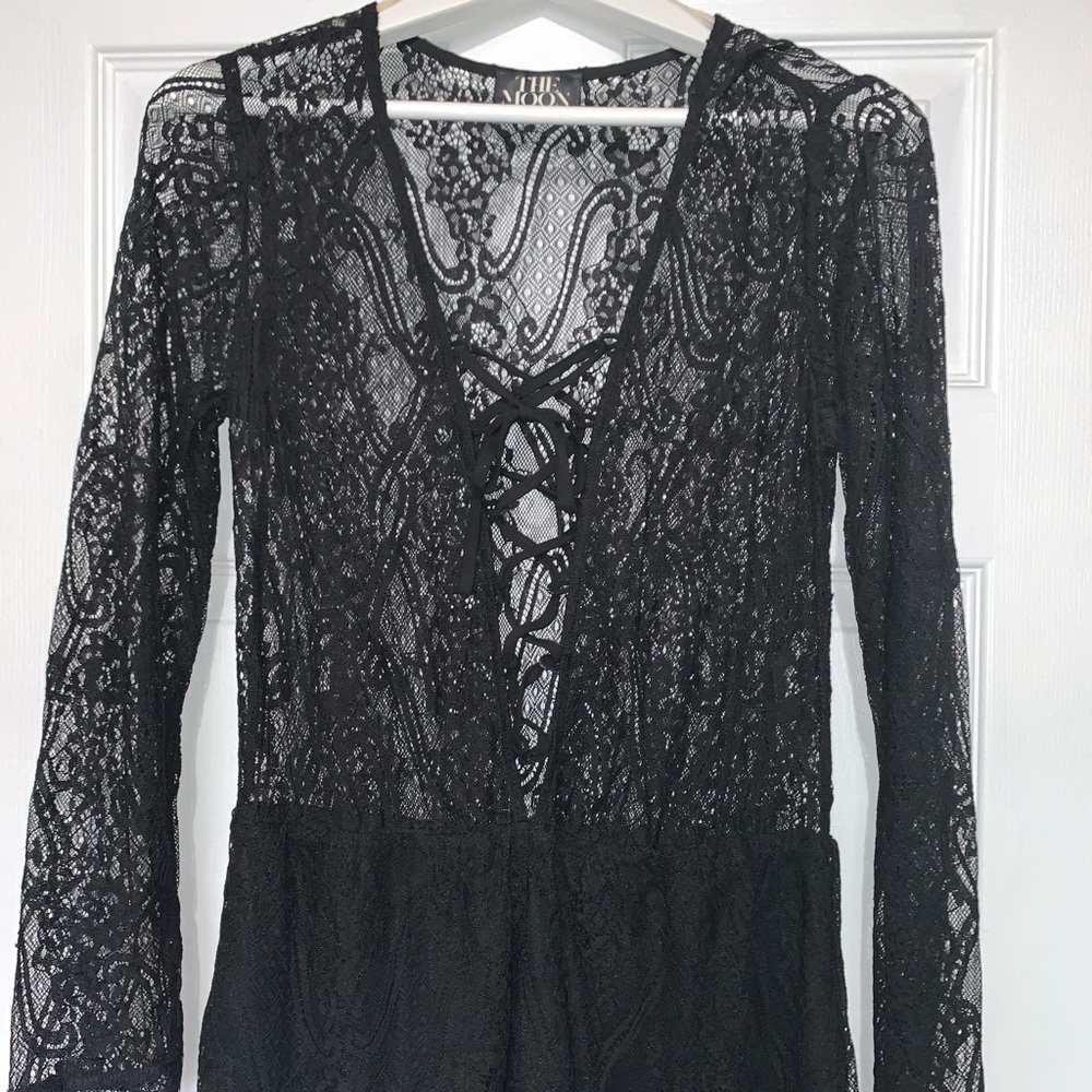 Vintage Nasty Gal Little Black Lace Romper